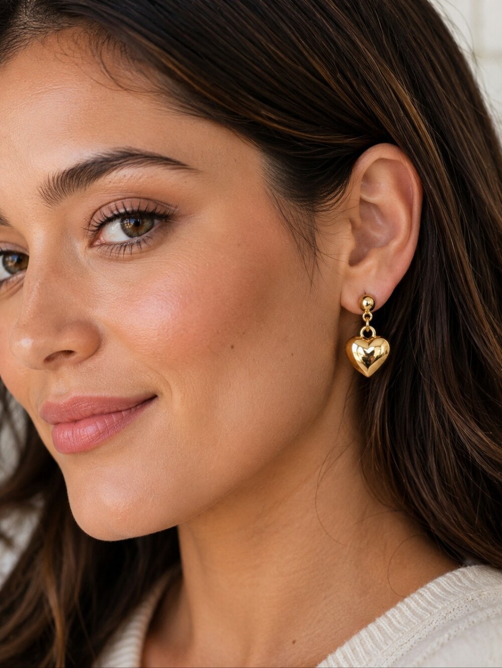 AEO Gold Drop Puffy Heart Earrings American Eagle Fashion Jewelry Accessories